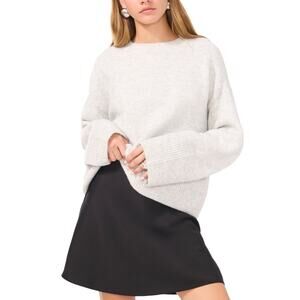 1.State Women's Crew Neck Raglan Wide-Sleeve Sweater Silver Heather Size M